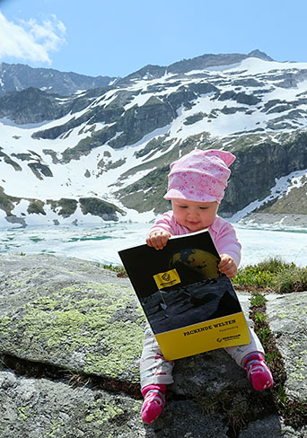 René Sehr mit Töchterchen, Weißsee Gletscherwelt im Salzburger Land, Österreich